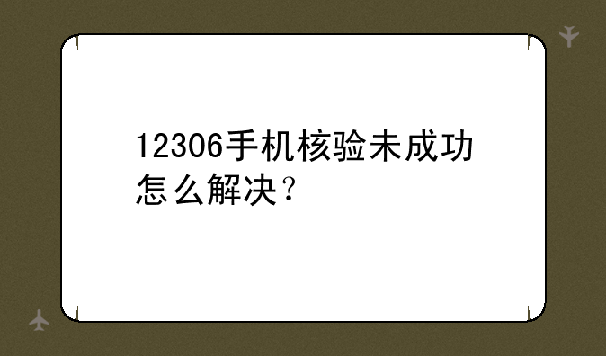 12306手机核验未成功怎么解决？