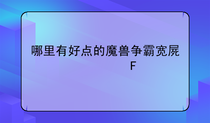 哪里有好点的魔兽争霸宽屏补丁呐