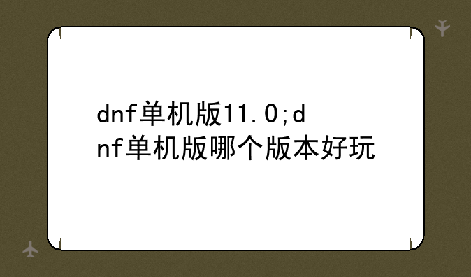 dnf单机版11.0;dnf单机版哪个版本好玩