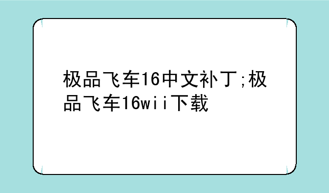 极品飞车16中文补丁;极品飞车16wii下载
