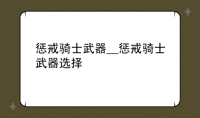 惩戒骑士武器__惩戒骑士武器选择